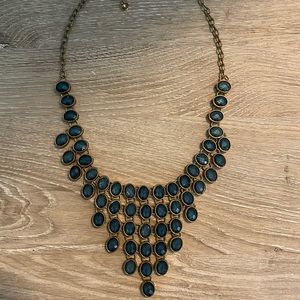 Emerald green statement plunging necklace